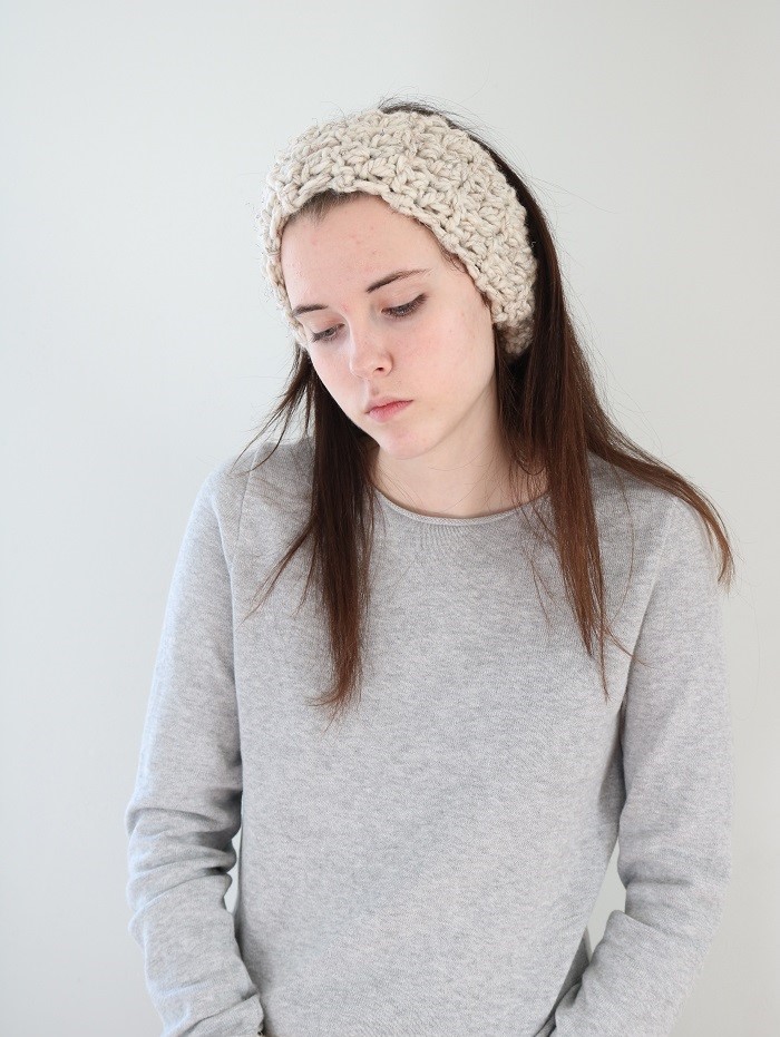 Crochet Headband Pattern - wearing wide