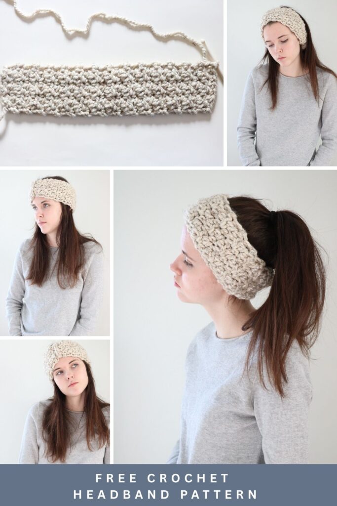 woman wearing crochet headband 