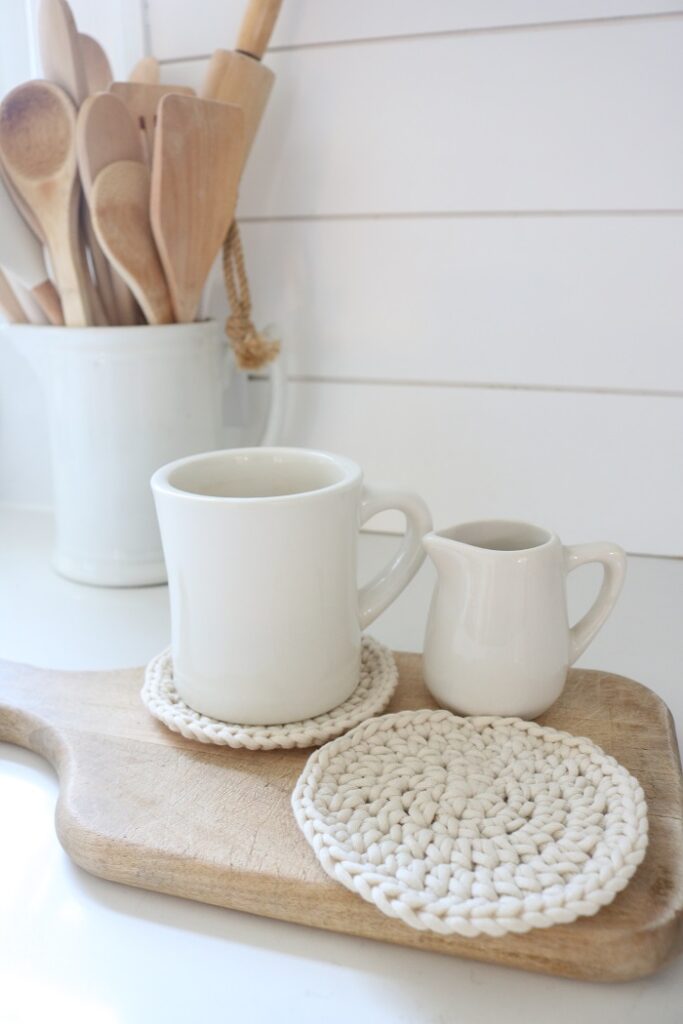 Crochet Coaster Pattern - finished coasters on display 1