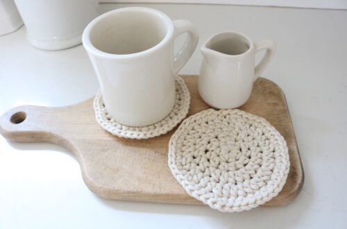 Crochet Coaster Pattern - finished coasters on display 2