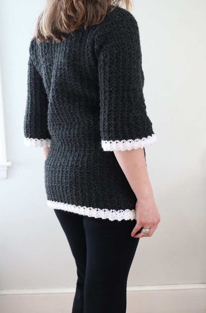 Crochet Cardigan Vintage Style - wearing, back view