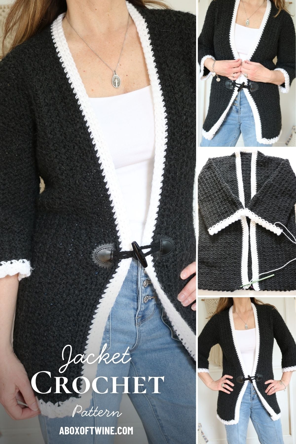 woman wearing long crochet cardigan