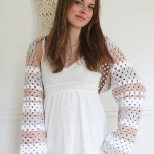 woman wearing crochet shrug