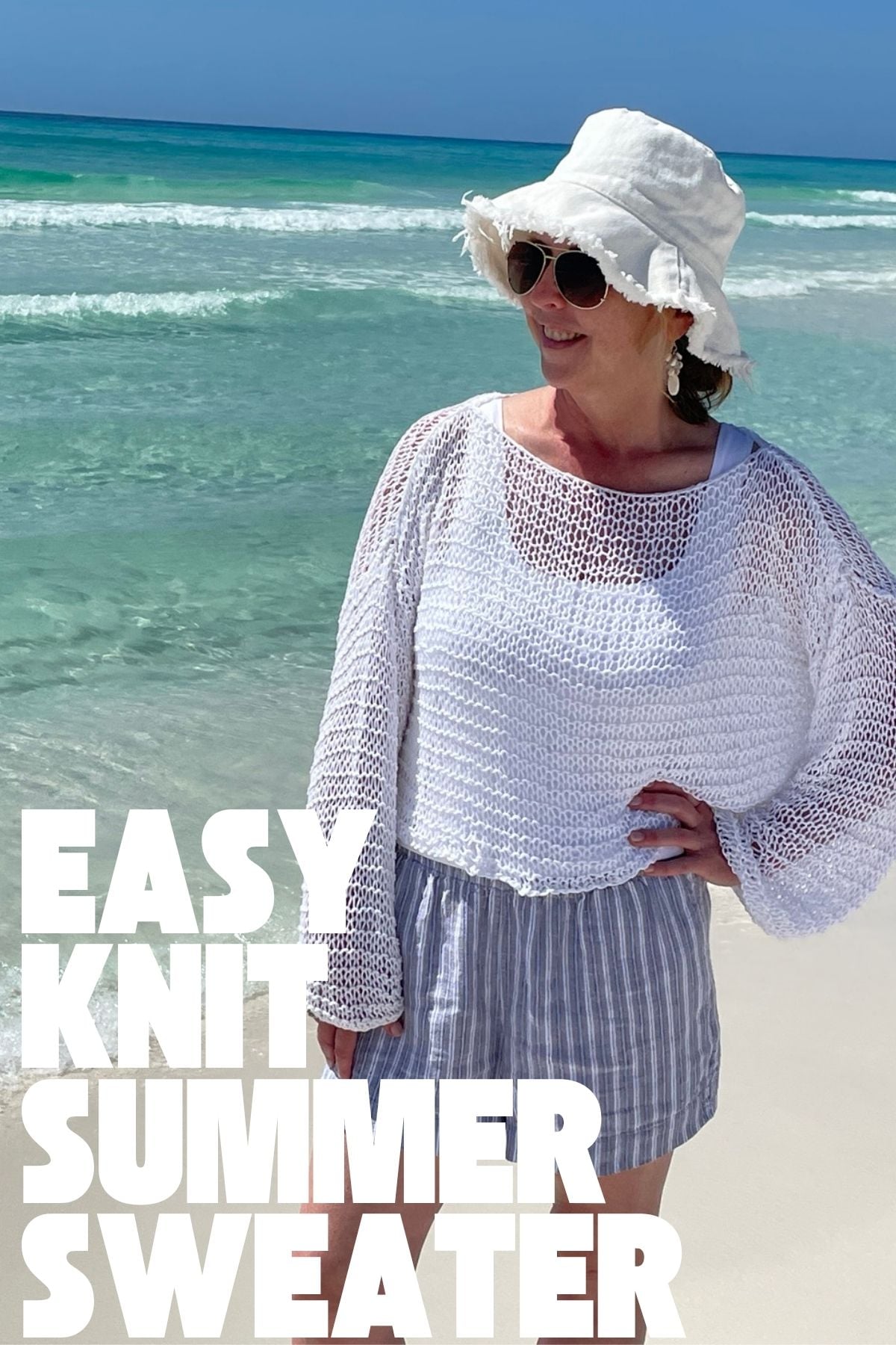 woman wearing summer knit sweater