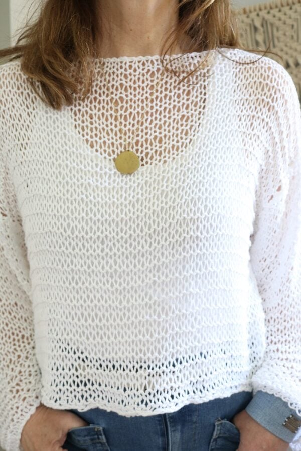 Free Summer Knit Sweater Pattern — Easy Cotton Mesh Top (4 Sizes) - A ...