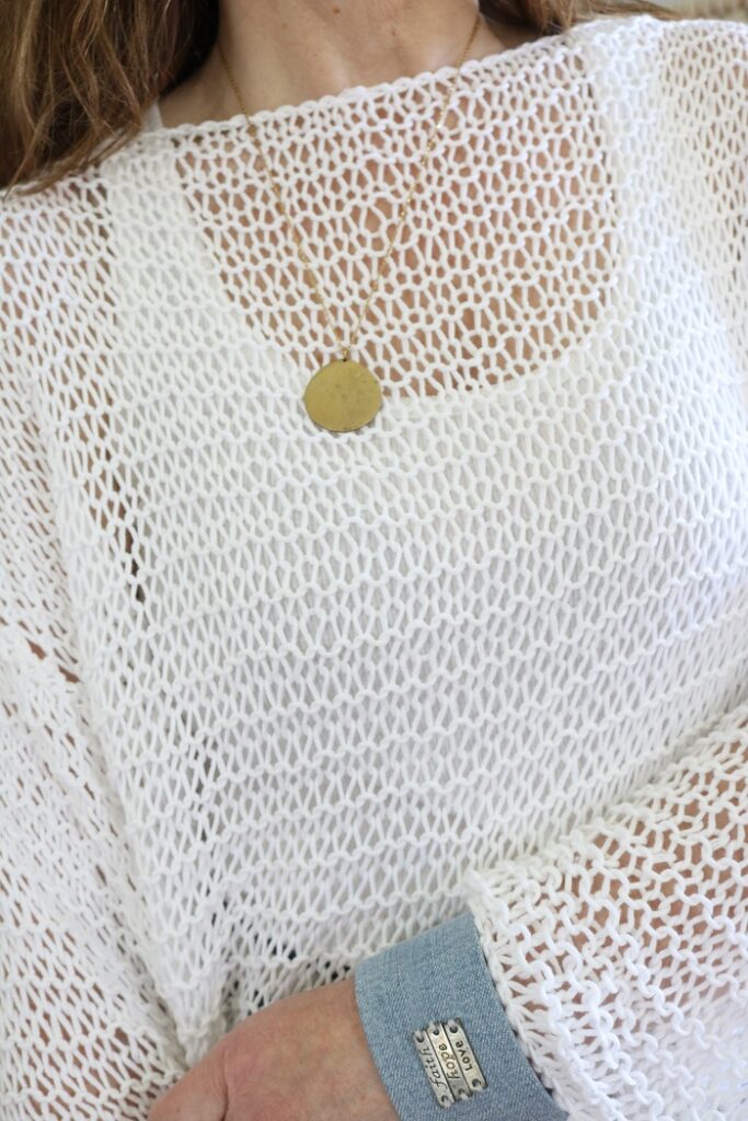 close up of knit summer sweater