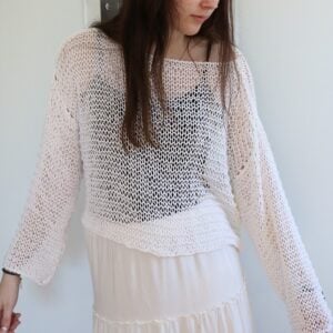 woman wearing knit summer sweater