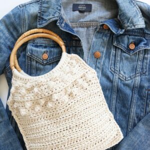 cute Crochet bag with denim jacket