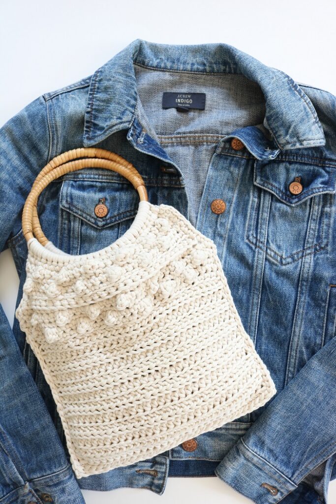 cute Crochet bag with denim jacket