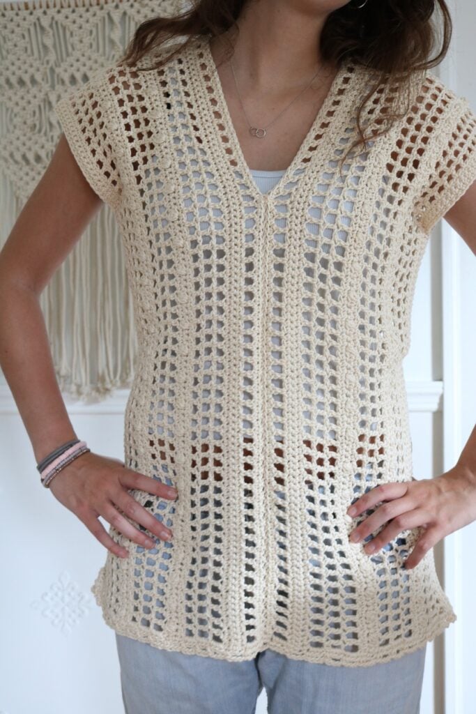 Summer Crochet Top Pattern - Audrey wearing 4, 1200