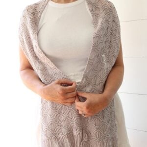 woman wearing summer knit scarf