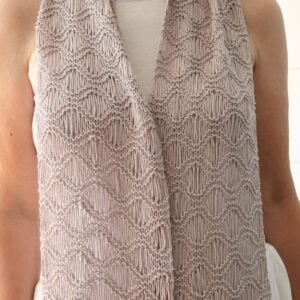 Seafoam Scarf Knit Pattern - wearing loose, centered, close up 1200px