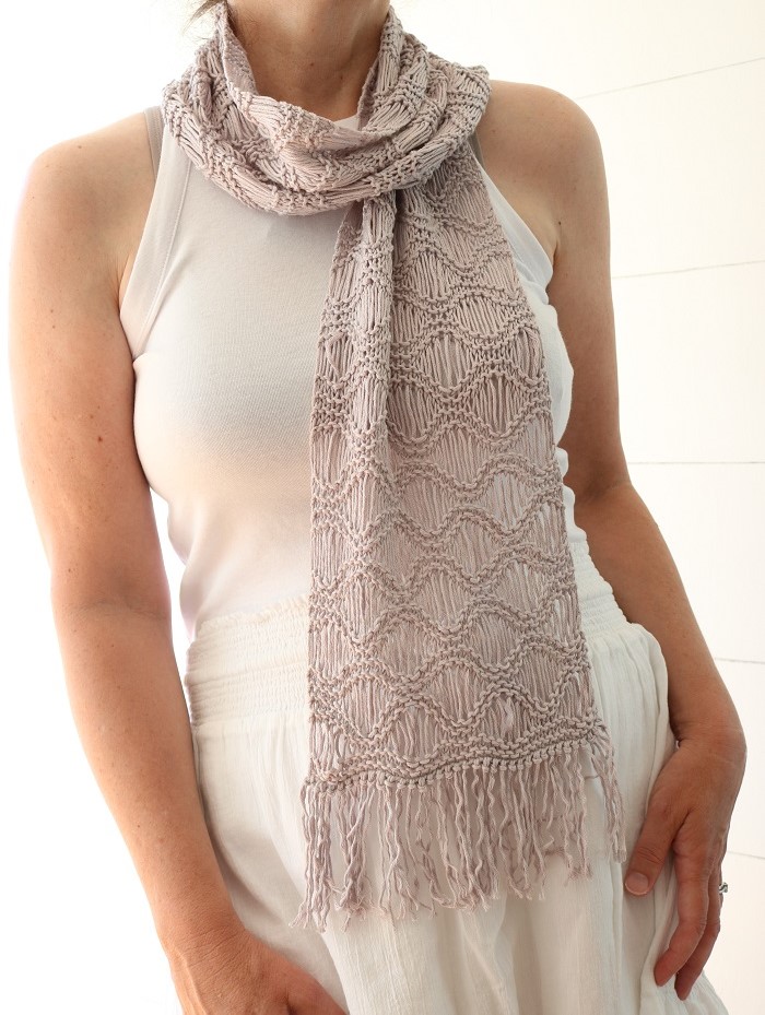 Seafoam Scarf Knit Pattern - wearing wrapped