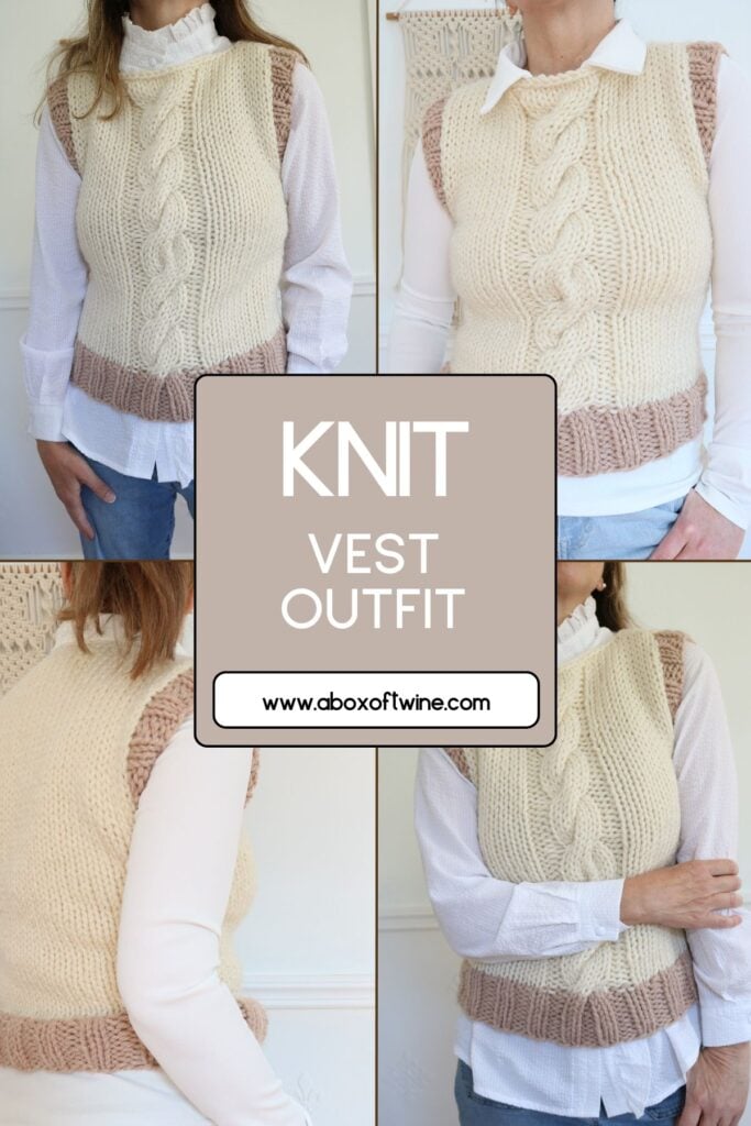 woman wearing cable knit vest