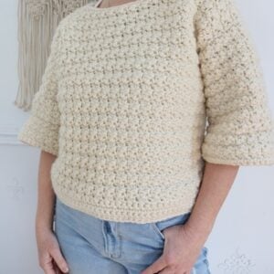 The Audrey Bulky Sweater crochet pattern - wearing afar
