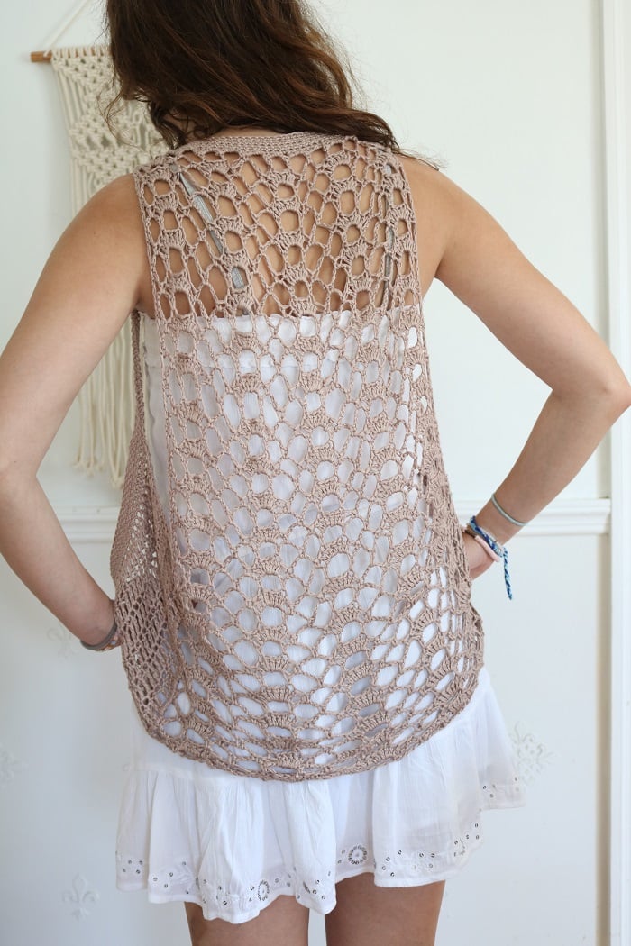 Boho Vibe Vest Crochet Pattern - wearing, back view