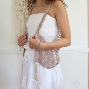 Boho Vibe Vest Crochet Pattern - wearing, front view, 1200, feature image