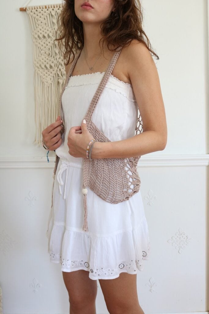Boho Vibe Vest Crochet Pattern - wearing, front view