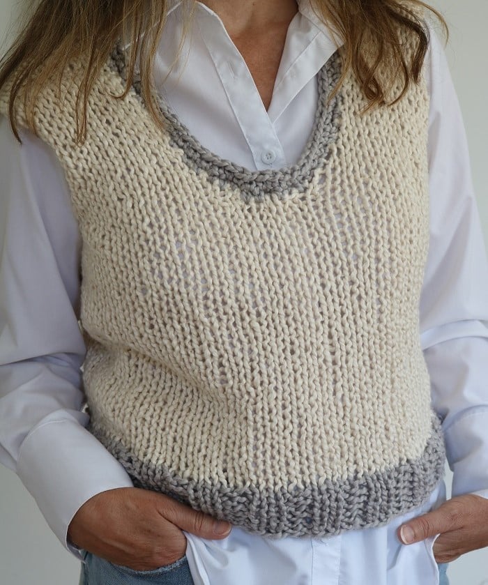 トップス NO MAINTENANCE / COTTON KNITTED VEST KNITTING PATTERN Beginner Easy Sleeveless Vest Tank Top