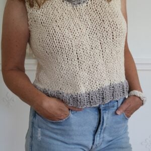 Sleeveless Knit Top Pattern - wearing, toward right