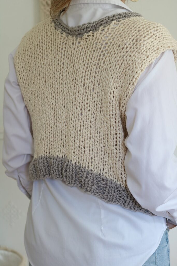 Sleeveless Knit Top Pattern - wearing with shirt, toward back
