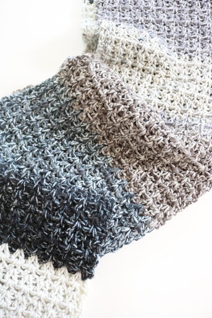 Mandala Ombre Crochet Scarf Pattern - finished scarf, closer