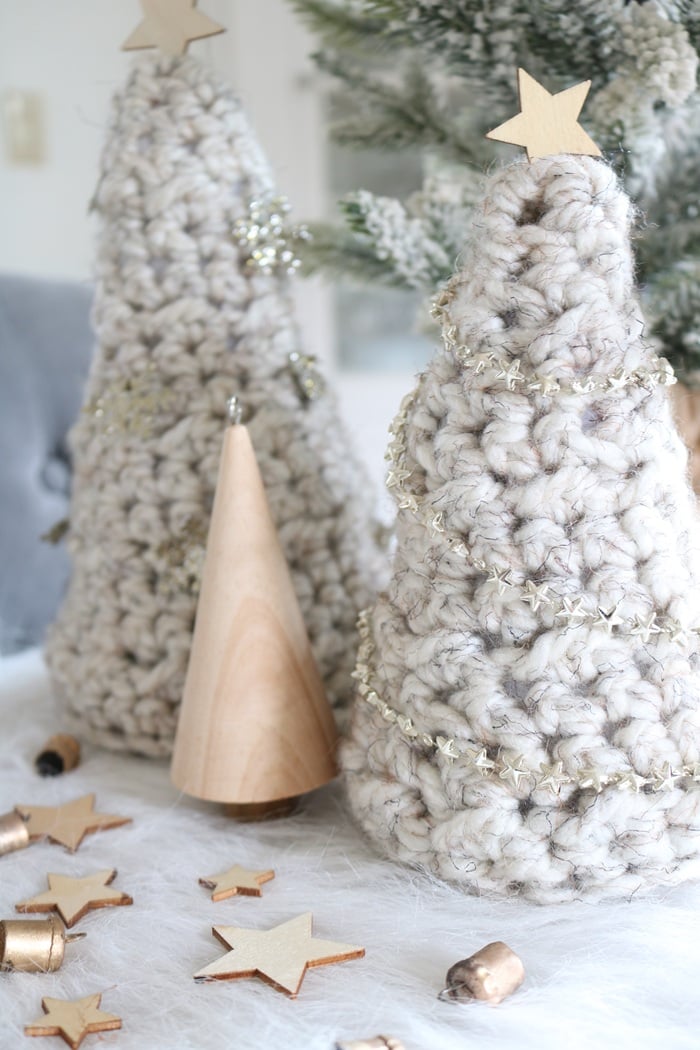 Hygge Christmas Trees - finished trees together, closer