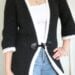 woman wearing long crochet cardigan