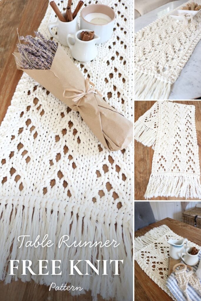 Boho table runner on table pin