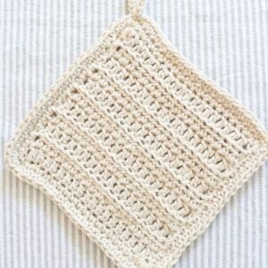 crochet dish cloth on table