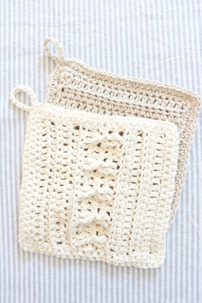 crochet cotton dish cloths on table
