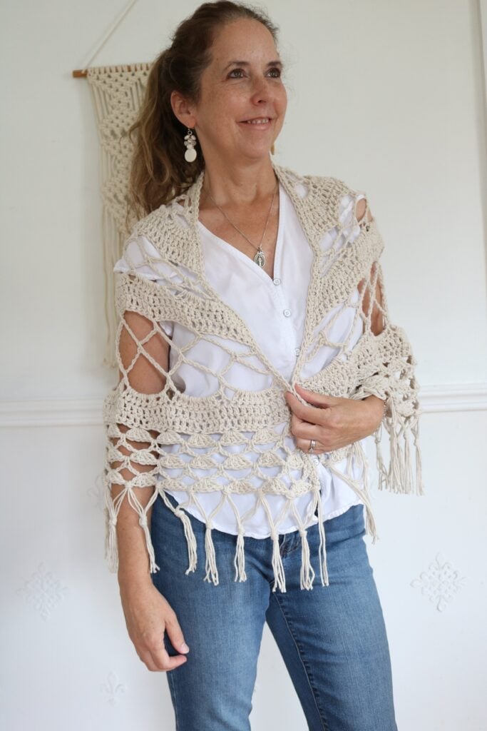 Brimfield Crochet Shawl Pattern - wearing