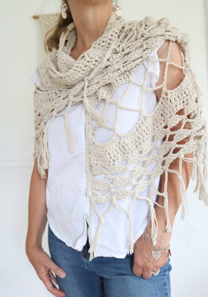 Brimfield Crochet Shawl Pattern - wearing