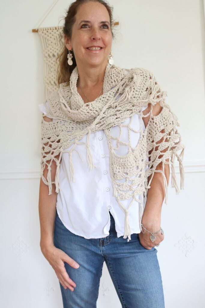Brimfield Crochet Shawl Pattern - wearing