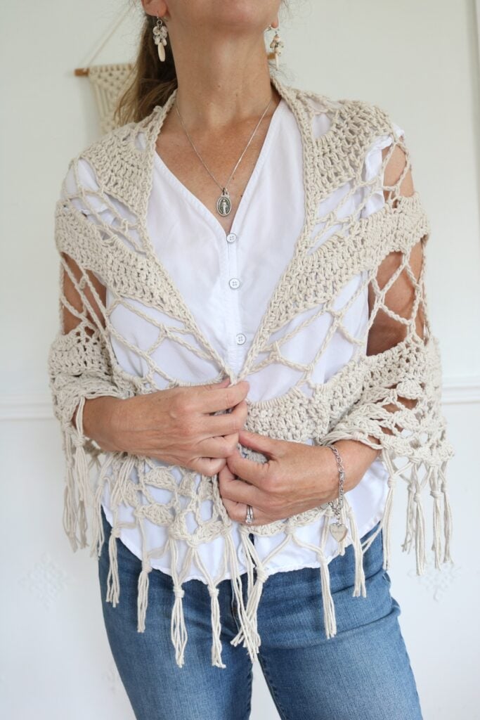 Brimfield Crochet Shawl Pattern - wearing 5