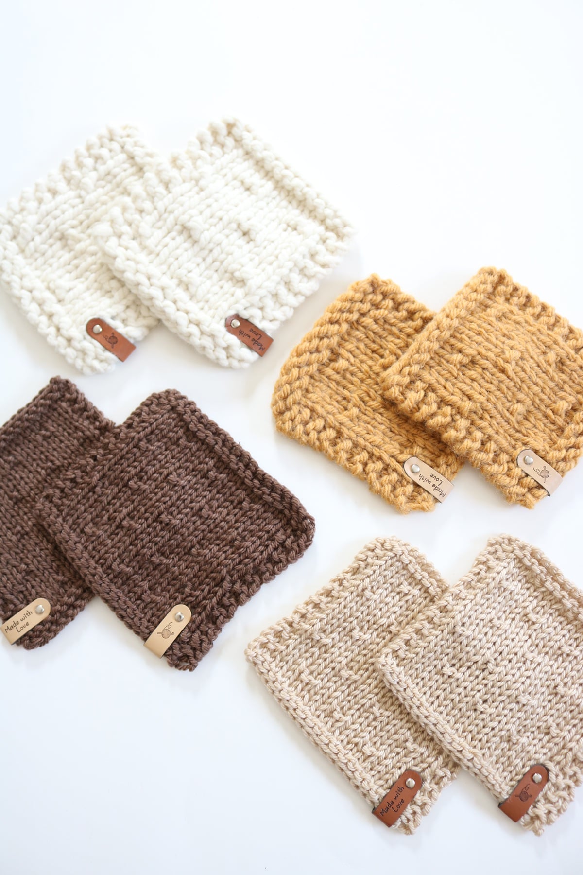 Textured Coasters Knit Pattern - flatlay, all coasters