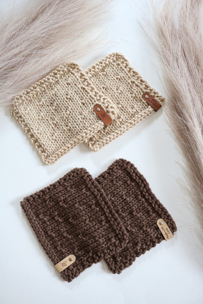 Textured Coasters Knit Pattern - flatlay, worsted yarn, with pampass