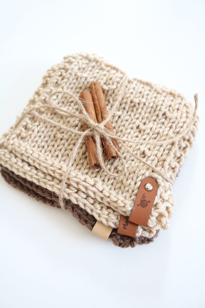 Textured Coasters Knit Pattern - stacked worsted as gift