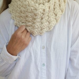 Chunky Infinity Scarf Crochet Pattern - wearing 1
