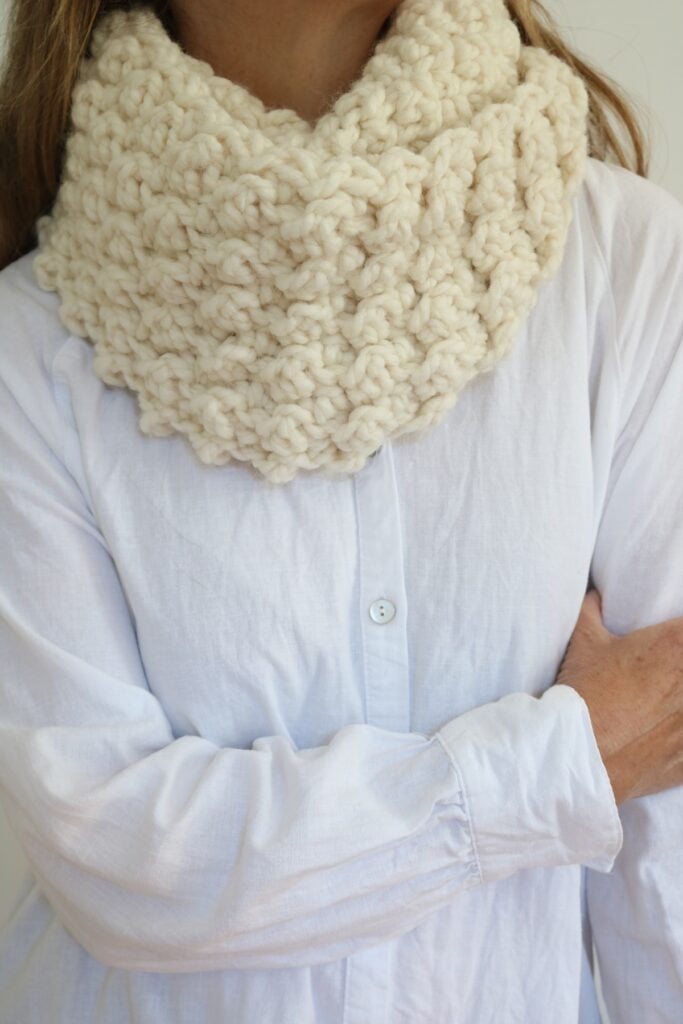 Chunky Infinity Scarf Crochet Pattern - wearing 3