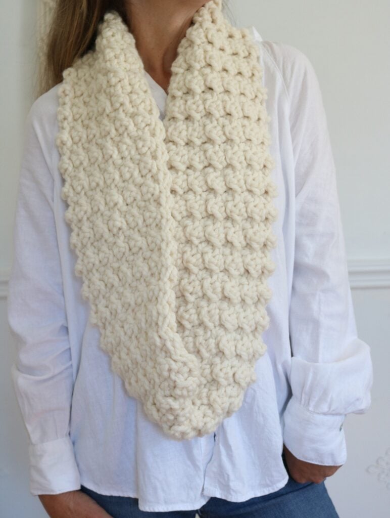 Chunky Infinity Scarf Crochet Pattern - wearing 5