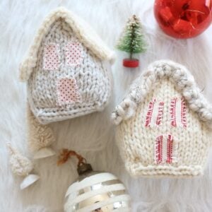 Christmas House Knit Pattern - 2 houses with Xmas items